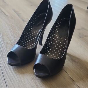 Xappeal Brown Peep-Toe Heels